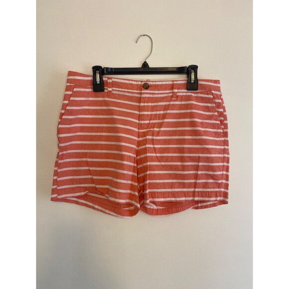 Old Navy Pants - Old Navy Women's Peach & White Striped Cotton Shorts Size 10 With Pockets